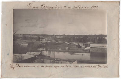 Vista de la ciudad de La Unión en dirección noreste durante la gran avenida de 1922